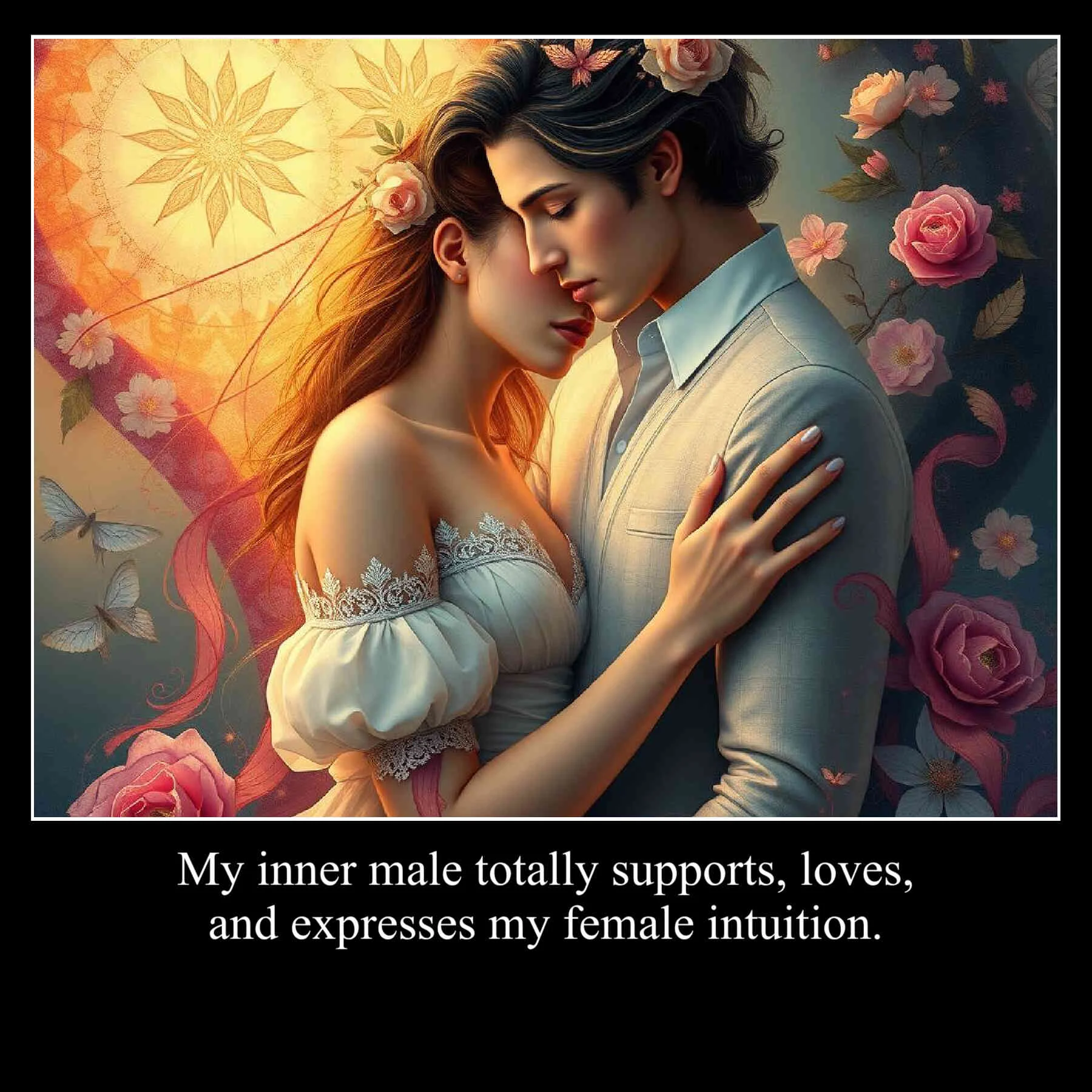 0205 My inner male totally supports, loves, and expresses my female intuition.