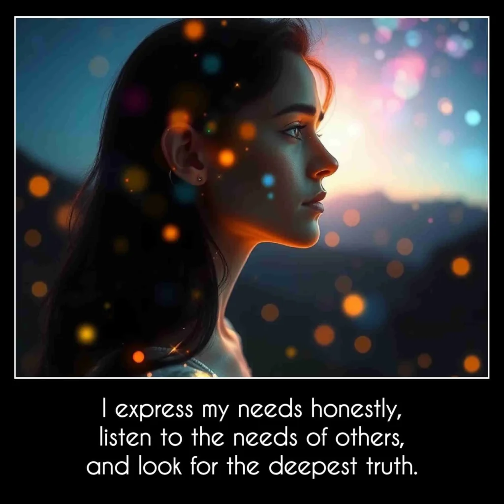 I express my needs honestly, listen to the needs of others, and look for the deepest truth.